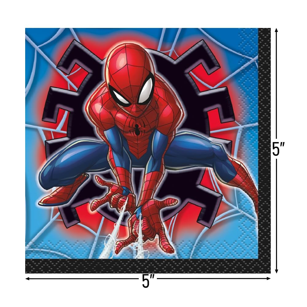Unique Spider-Man Beverage Napkins – 5x5 in, 16 Pcs | Party Supplies
