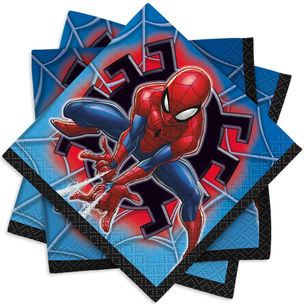 Unique Spider-Man Beverage Napkins – 5x5 in, 16 Pcs | Party Supplies