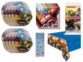 Unique Transformers Birthday Party Supplies Bundle Set – Serves 16 (Plates, Napkins, Table Cover, Dinosaur Sticker Sheet)