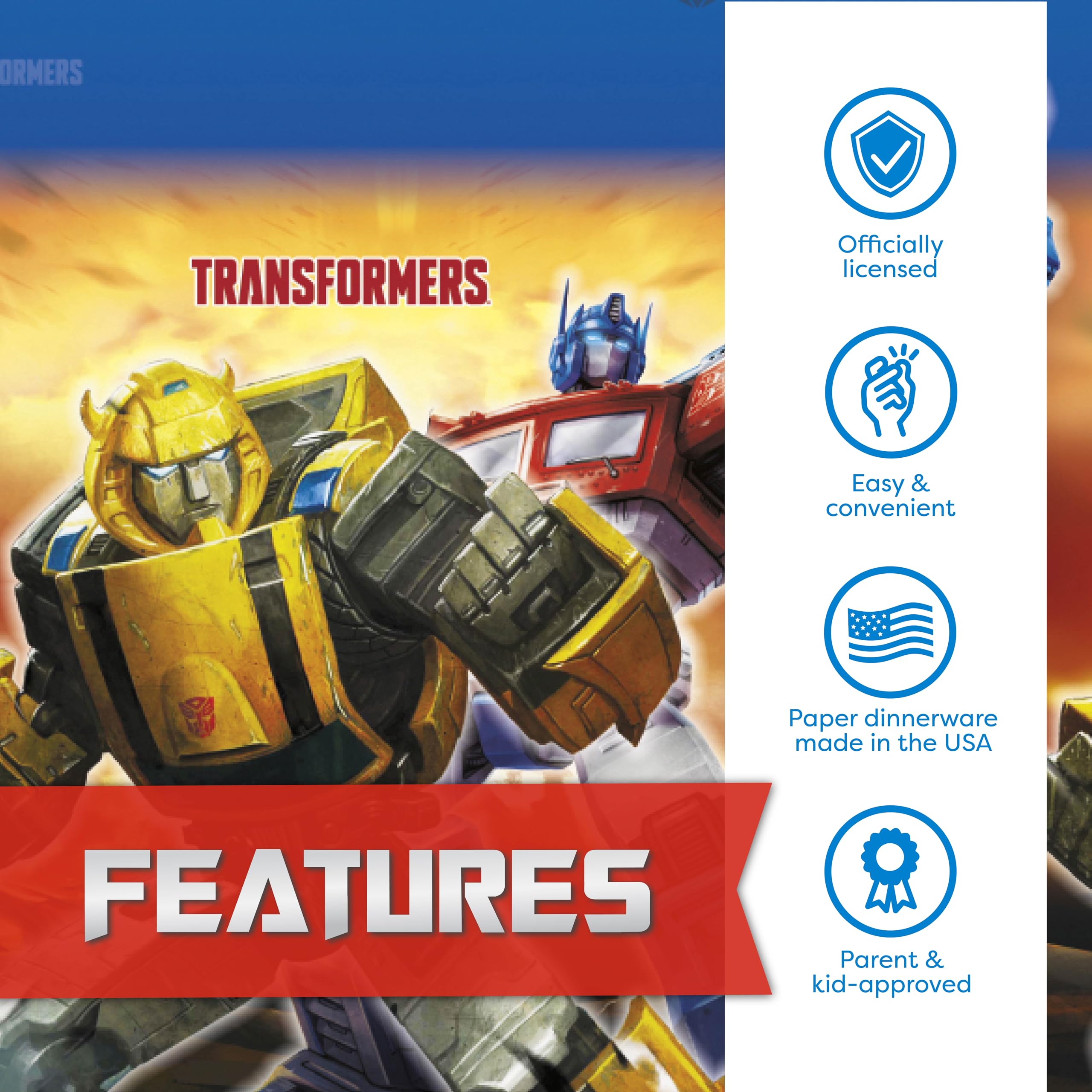 Unique Transformers Birthday Party Supplies – Serves 16 | Tablecover, Plates, Napkins, Cups, Tattoos & Button