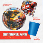 Unique Transformers Birthday Party Supplies – Serves 16 | Tablecover, Plates, Napkins, Cups, Tattoos & Button