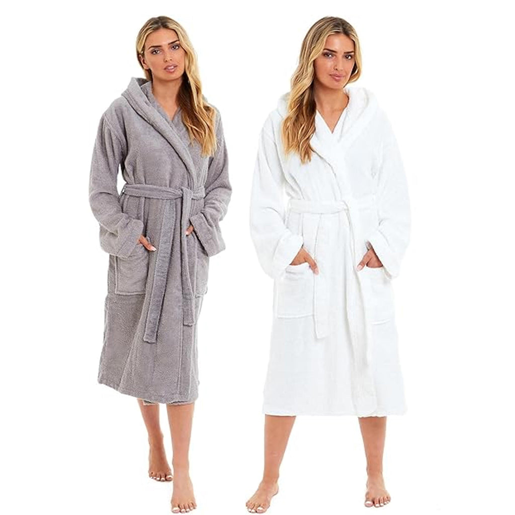 Sock Stack Unisex Bamboo Hooded Dressing Gown Towelling Bath Robe Super Soft Machine Washable