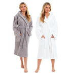 Daisy Dreamer Women Bamboo Hooded Dressing Gown Towelling Robe Ultra Absorbent Grey Cotton Rich Easy-Care Bath Robe