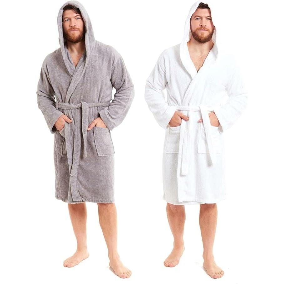 Sock Stack Unisex Bamboo Hooded Dressing Gown Towelling Bath Robe Super Soft Machine Washable