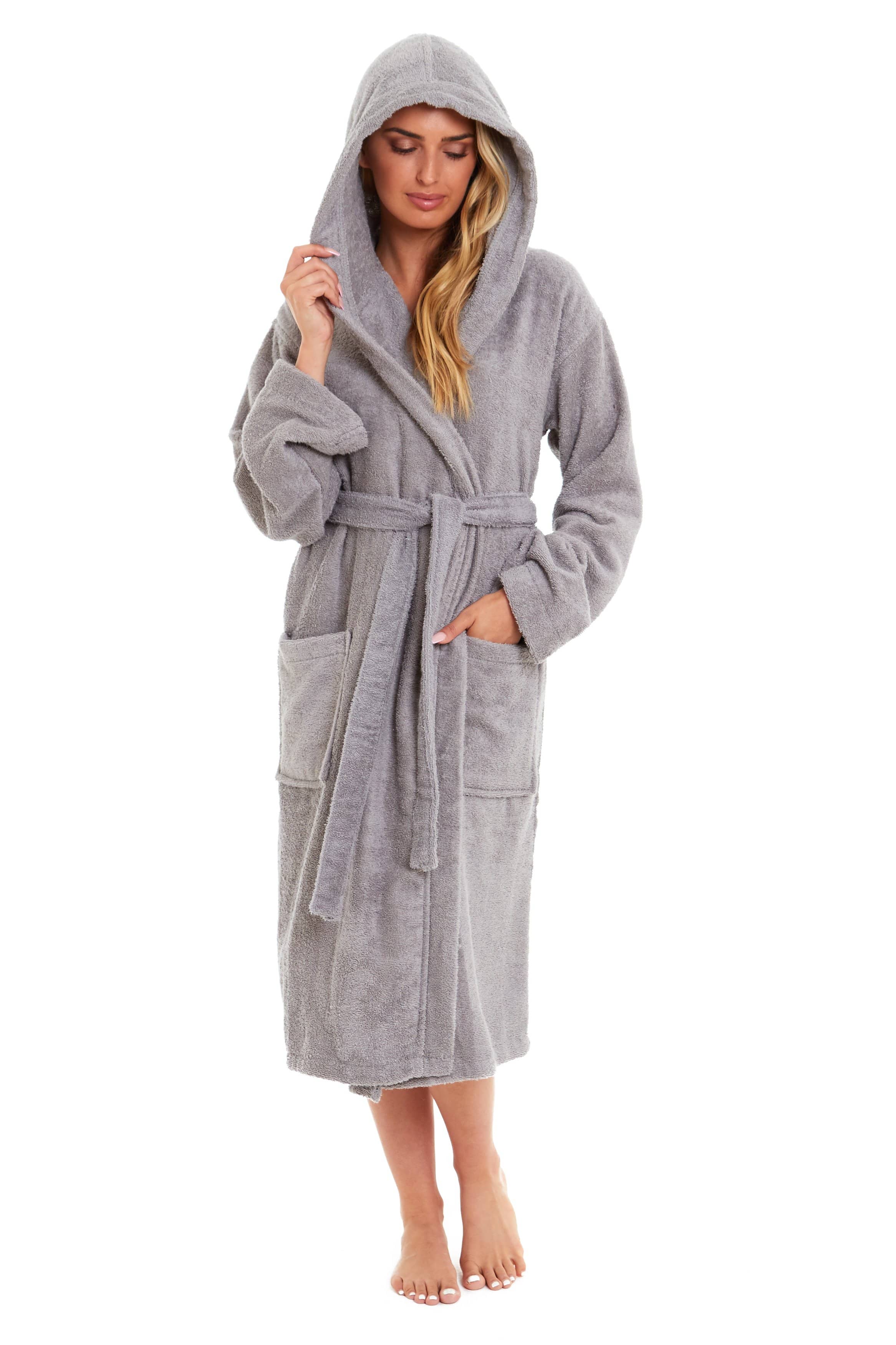 Sock Stack Unisex Bamboo Hooded Dressing Gown Towelling Bath Robe Super Soft Machine Washable