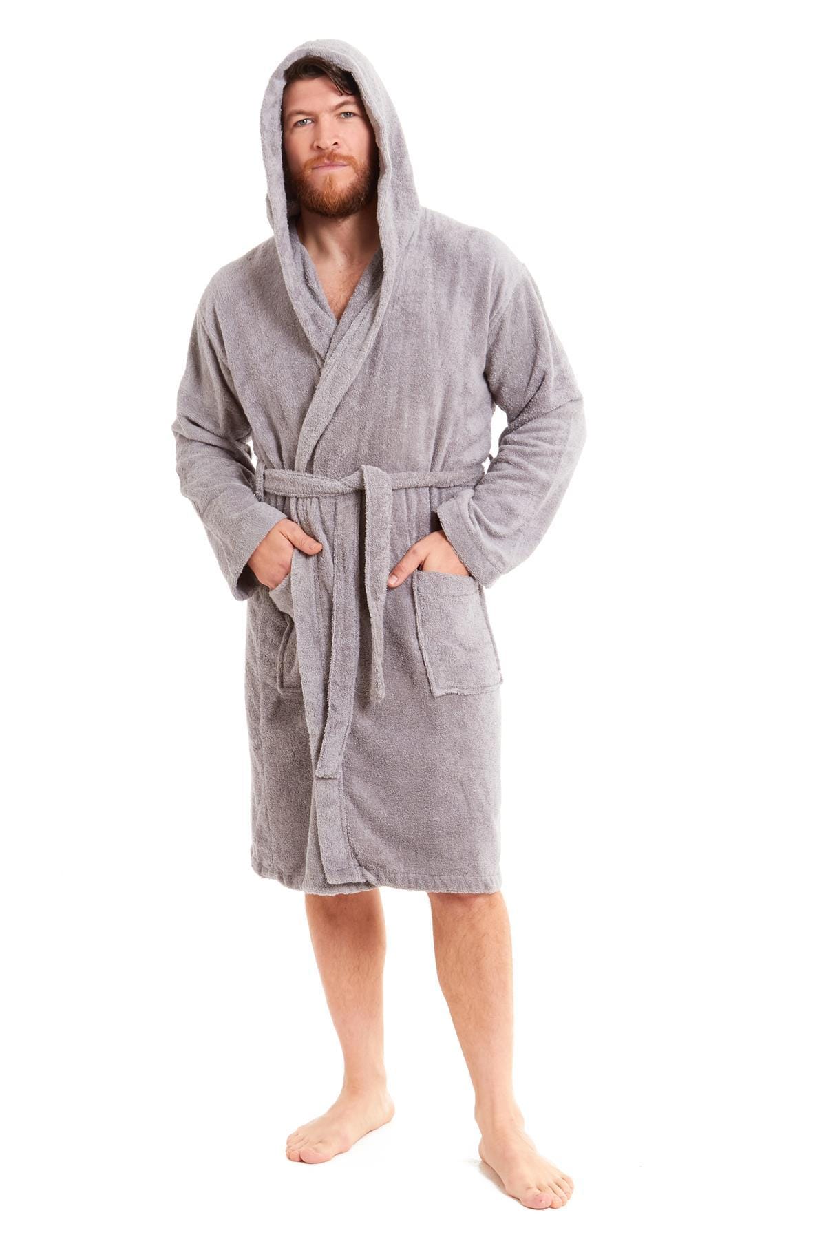 Sock Stack Unisex Bamboo Hooded Dressing Gown Towelling Bath Robe Super Soft Machine Washable