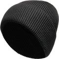 Heatwave Thermalwear Unisex Wool Knit Beanie Hat Black And Grey Windproof Insulated Turn
