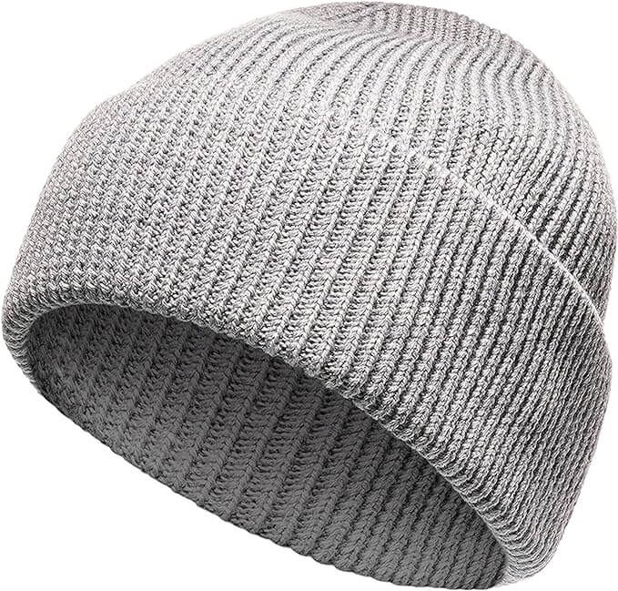 Heatwave Thermalwear Unisex Wool Knit Beanie Hat Black And Grey Windproof Insulated Turn