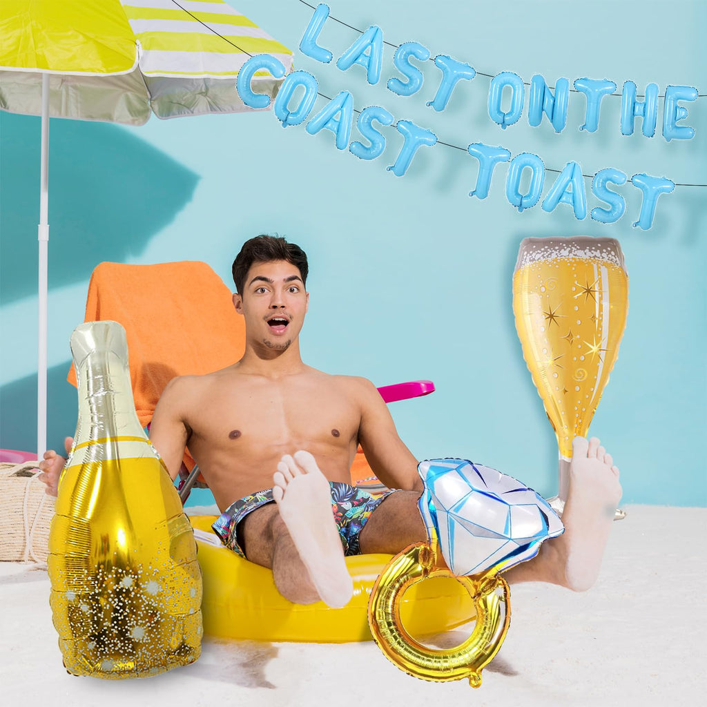 Uniticber Beach Bachelorette Decorations - Last Toast on the Coast Balloons & Banner Kit