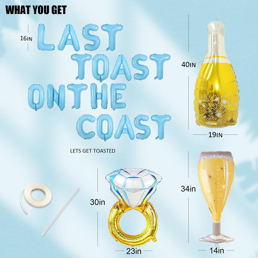Uniticber Beach Bachelorette Decorations - Last Toast on the Coast Balloons & Banner Kit