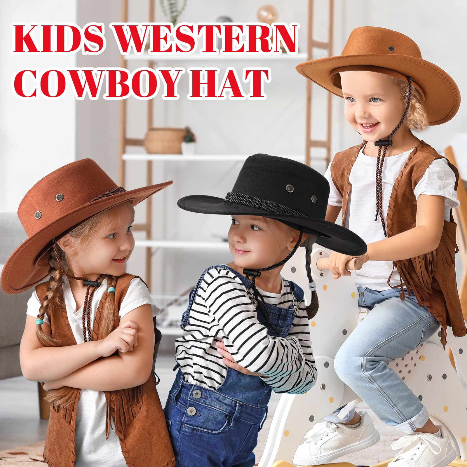 Unittype 20 Pcs Kids Cowboy Hats & Bandannas Set – Western Party Costume Accessories