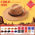 Unittype 20 Pcs Kids Cowboy Hats & Bandannas Set – Western Party Costume Accessories