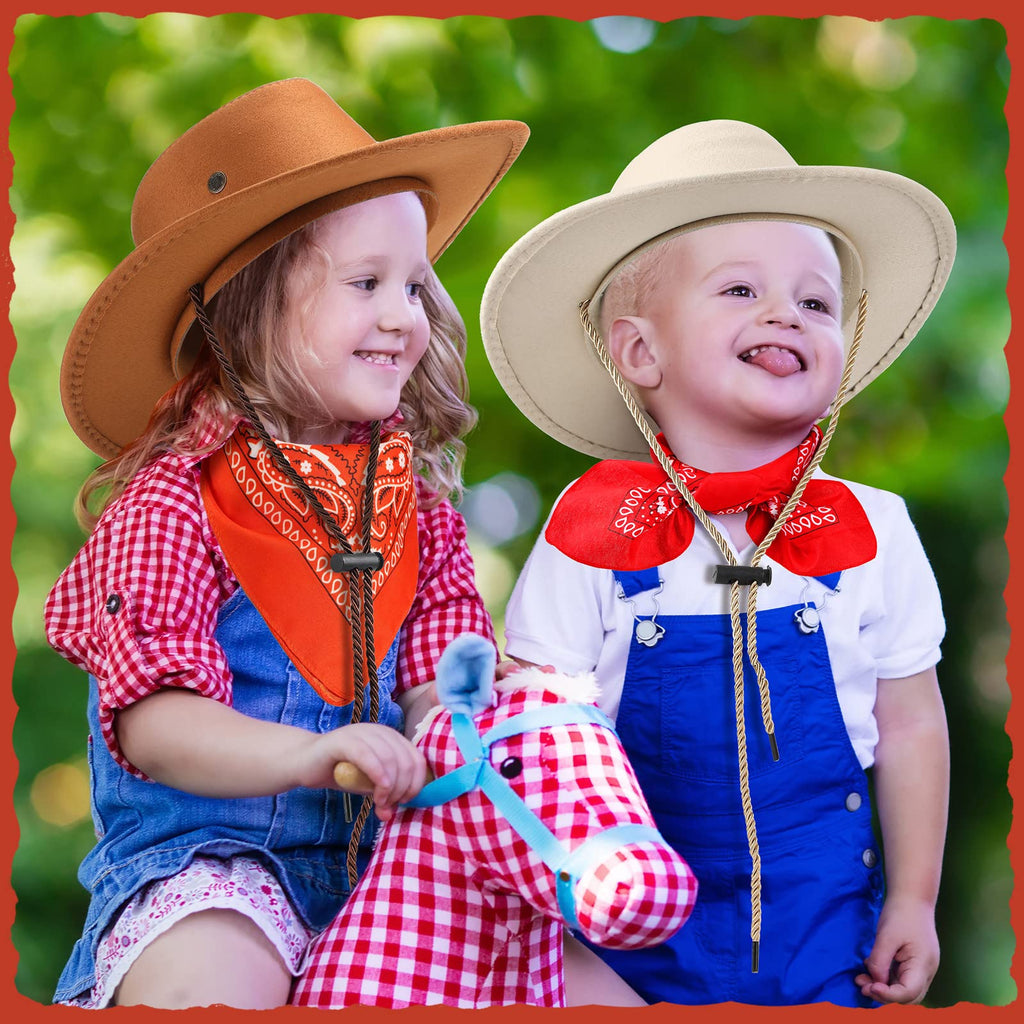 Unittype 20 Pcs Kids Cowboy Hats & Bandannas Set – Western Party Costume Accessories