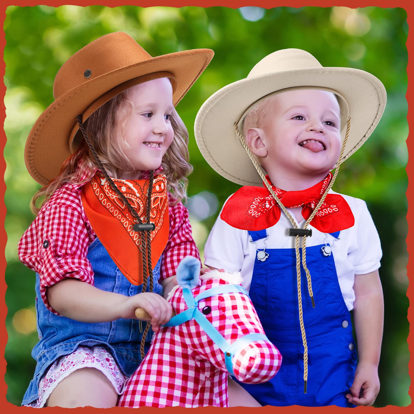 Unittype 20 Pcs Kids Cowboy Hats & Bandannas Set – Western Party Costume Accessories