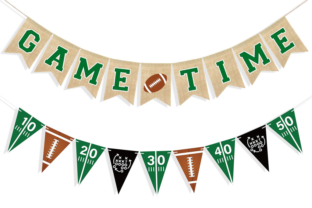 Uniwish Game Time Burlap Banner & Football Theme Party Decor – Indoor Outdoor