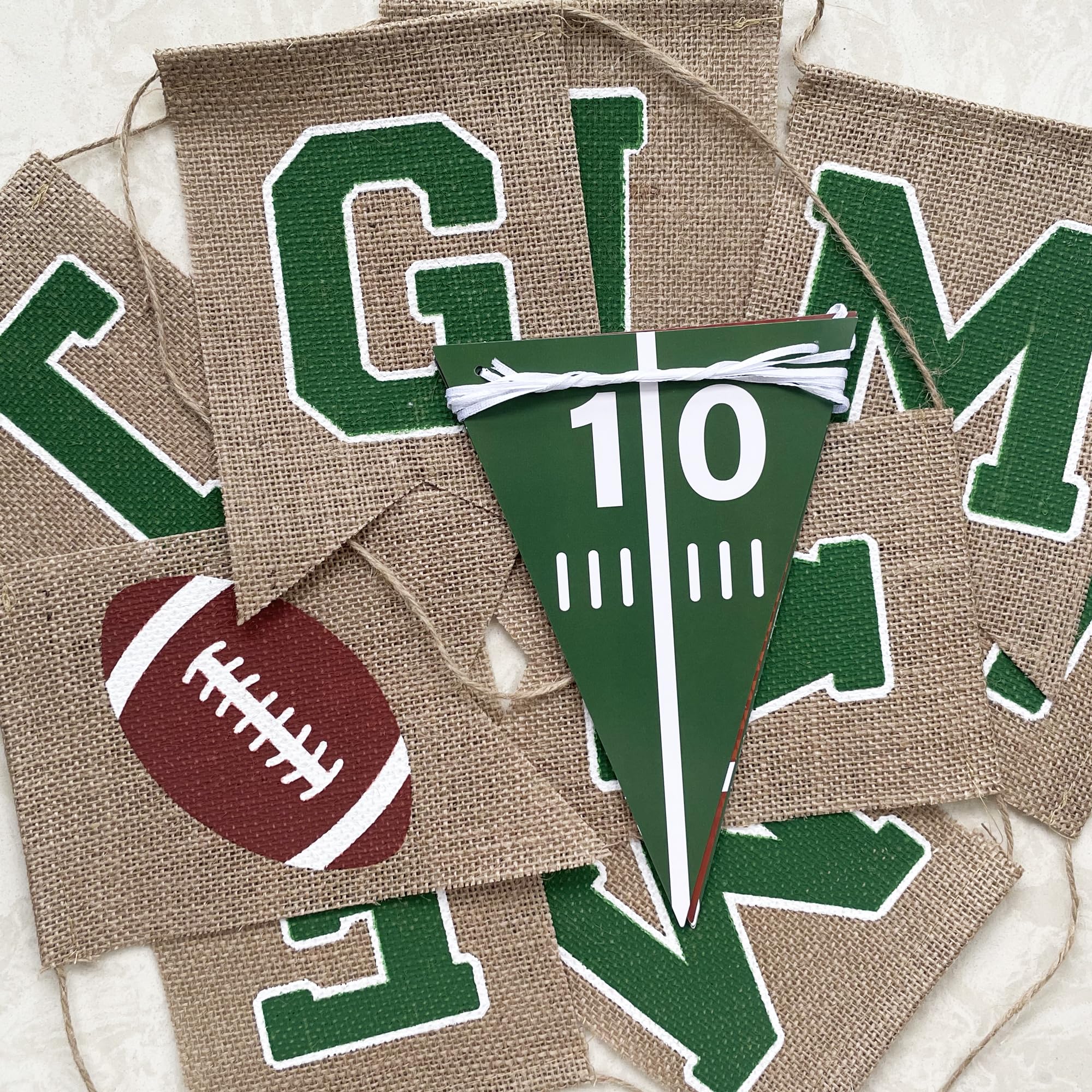 Uniwish Game Time Burlap Banner & Football Theme Party Decor – Indoor Outdoor