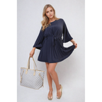 Pleated Tie Waist Mini Dress
