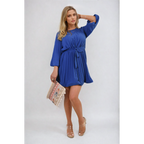 Pleated Tie Waist Mini Dress