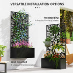 Outsunny Metal Raised Garden Bed with Trellis, Outdoor Elevated Planter Box