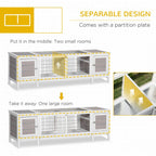 PawHut IE Located Wooden Rabbit Hutch Guinea Pig Cage Separable Bunny Run Small Bunny House w/Slide Out Tray - Grey