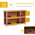 PawHut Rabbit Hutch Outdoor Guinea Pig Hutch Bunny Cage with No-Leak Trays, Divider, 136 x 50 x 93cm, Orange