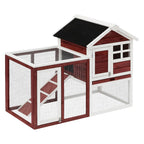 PawHut Rabbit Hutch Outdoor Wooden Guinea Pig Hutch Rabbit Run Bunny Cage Small Animal House Pull-Out Tray, Brown, 122 x 62.6 x 92 cm
