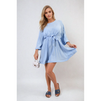 Pleated Tie Waist Mini Dress