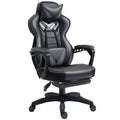 Gaming Chair Ergonomic Reclining w/ Manual Footrest Wheels Stylish Office Grey