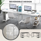 HOMCOM 120 x 60 cm Home Office Desk Reversible Study Table for Bedroom White