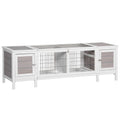 PawHut IE Located Wooden Rabbit Hutch Guinea Pig Cage Separable Bunny Run Small Bunny House w/Slide Out Tray - Grey