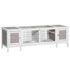 PawHut IE Located Wooden Rabbit Hutch Guinea Pig Cage Separable Bunny Run Small Bunny House w/Slide Out Tray - Grey