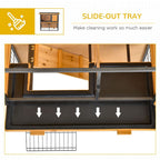PawHut Wood-metal Rabbit Hutch Guinea Pig Hutch Elevated Pet House Bunny Cage with Slide-Out Tray Openable Roof Outdoor 89.5 x 45 x 81cm Light Yellow