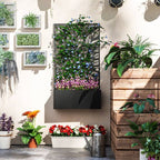 Outsunny Metal Raised Garden Bed with Trellis, Outdoor Elevated Planter Box