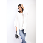 Angela Oversized Button Front Top - Stylish & Versatile Long Sleeve Shirt