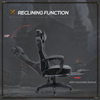 Gaming Chair Ergonomic Reclining w/ Manual Footrest Wheels Stylish Office Grey