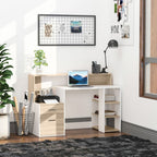 HOMCOM Computer Desk PC Table Modern Home Office Writing Workstation Furniture Printer Shelf Rack w/Storage Drawer & Shelves (Oak and white)