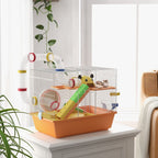 PawHut Hamster Cage: 3 Tiers, Gerbil Cage for Dwarf Hamsters, Tubes, Ladder