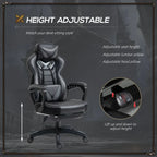 Gaming Chair Ergonomic Reclining w/ Manual Footrest Wheels Stylish Office Grey