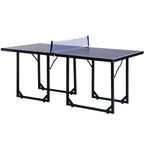 HOMCOM 6ft 182cm Mini Table Tennis Table Folding Ping Pong Table with Net Multi-Use Table for Indoor Outdoor Game, Blue