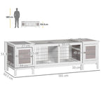 PawHut IE Located Wooden Rabbit Hutch Guinea Pig Cage Separable Bunny Run Small Bunny House w/Slide Out Tray - Grey