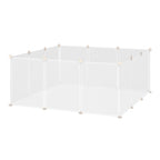 PawHut Pet Playpen DIY Small Animal Cage Open Enclosure Portable Plastic Fence 12 Panels for Hedgehog Bunny Chinchilla Guinea Pig White