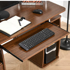HOMCOM Computer Desk Office PC Table Workstation with Keyboard Tray, CPU Shelf, Drawers, Sliding Scanner Shelf, Brown 120 x 55 cm