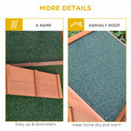 Pawhut 2-Tier Solid Wood Rabbit Bunny Guinea Pig Hutch Water Resistant Asphalt Roof Ramp Sliding Tray, 144 x 64.5 x 100 cm, 15 kg