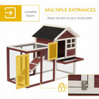 PawHut Rabbit Hutch Outdoor Wooden Guinea Pig Hutch Rabbit Run Bunny Cage Small Animal House Pull-Out Tray, Brown, 122 x 62.6 x 92 cm
