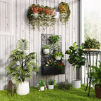 Outsunny Metal Raised Garden Bed with Trellis, Outdoor Elevated Planter Box