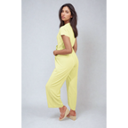 Belted V Neck Jumpsuit with Side Pockets
