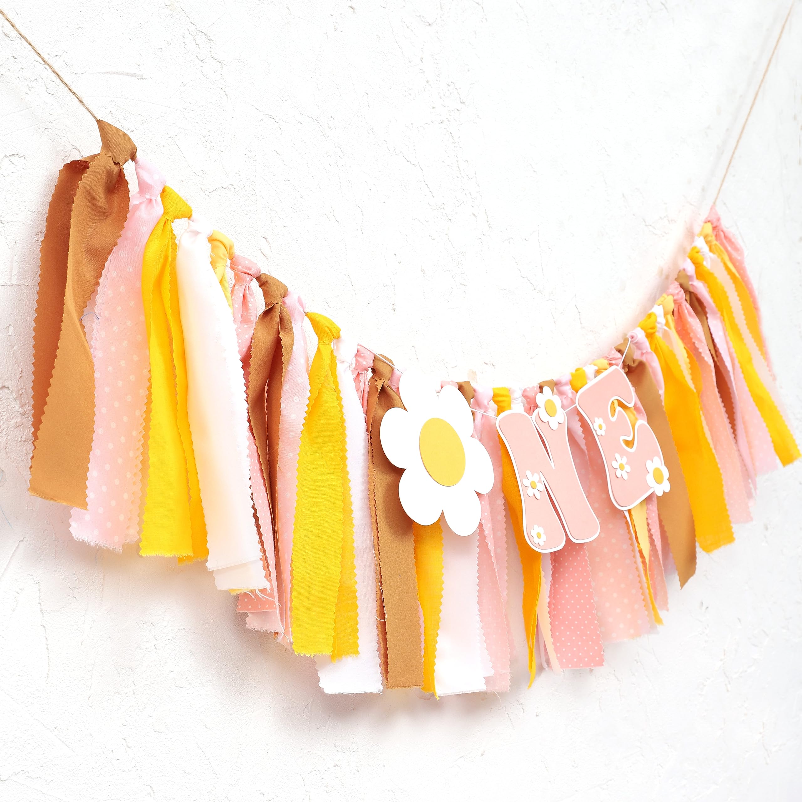 UOAOU Groovy One First Birthday High Chair Banner – Daisy Hippie Theme Decor