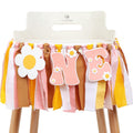 UOAOU Groovy One First Birthday High Chair Banner – Daisy Hippie Theme Decor
