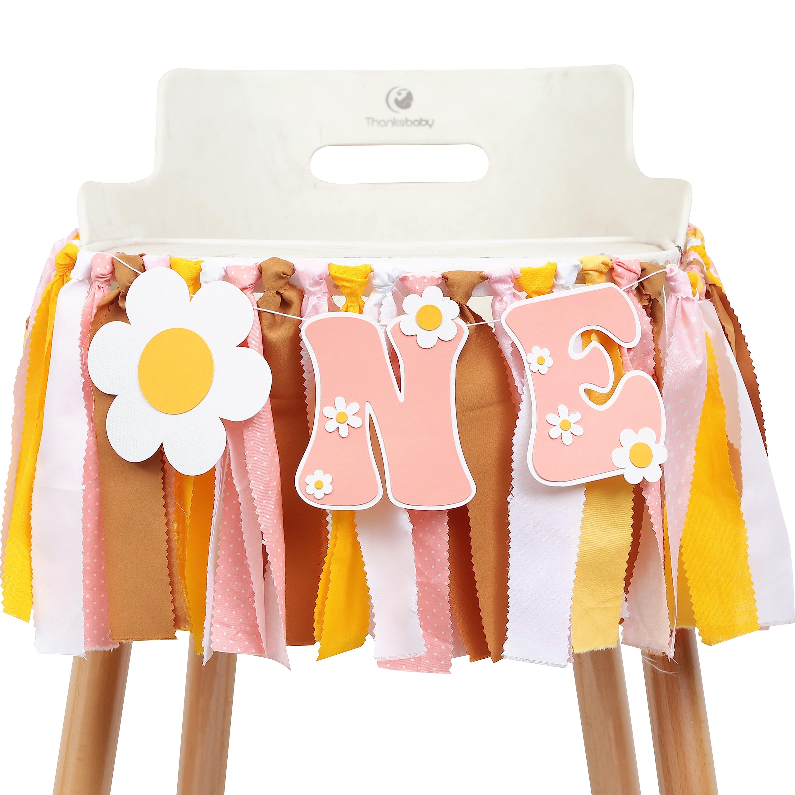 UOAOU Groovy One First Birthday High Chair Banner – Daisy Hippie Theme Decor