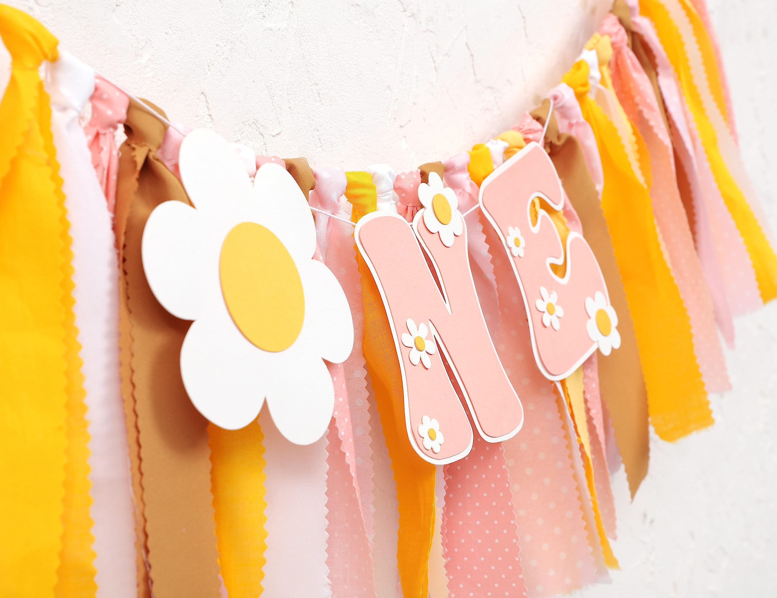 UOAOU Groovy One First Birthday High Chair Banner – Daisy Hippie Theme Decor